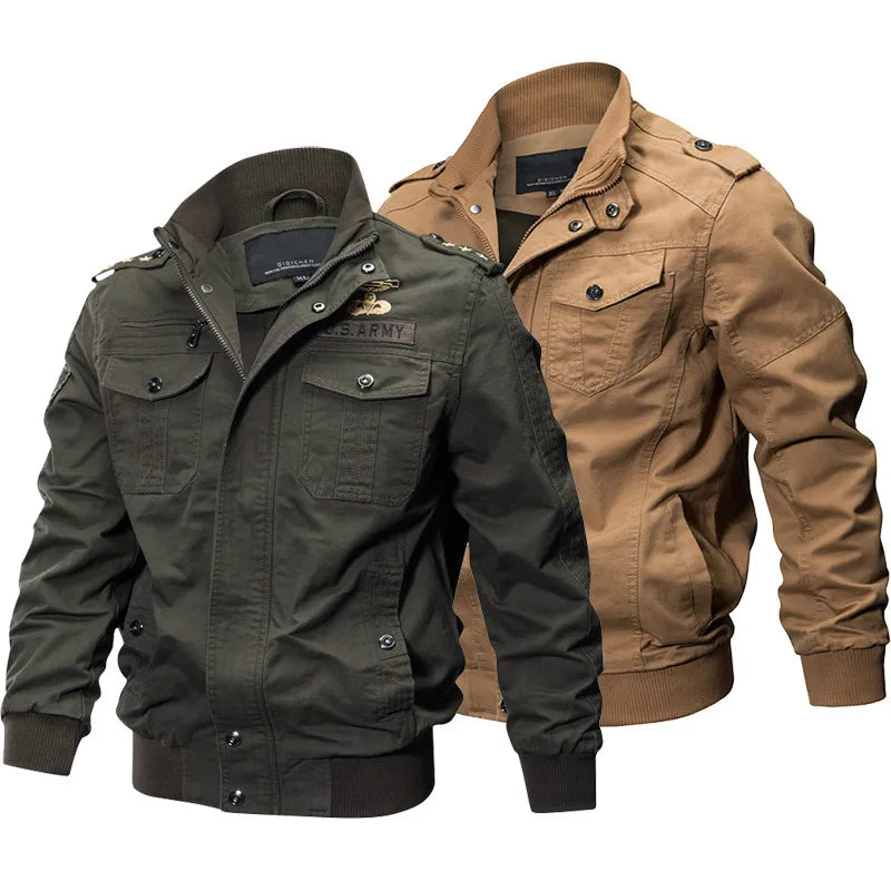 Motorcycle Military Bomber Jacket Men Spring Autumn motor Casual Multi-pocket P image 9