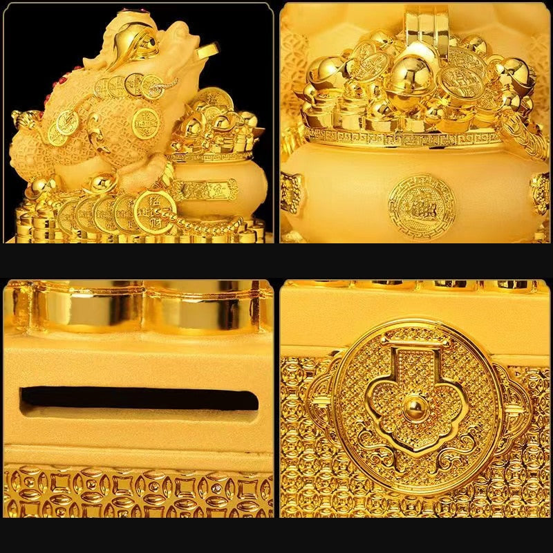 Mascot Golden Toad Piggy Bank Large Capacity Fortune Gathering Box  Luxury Home image 5