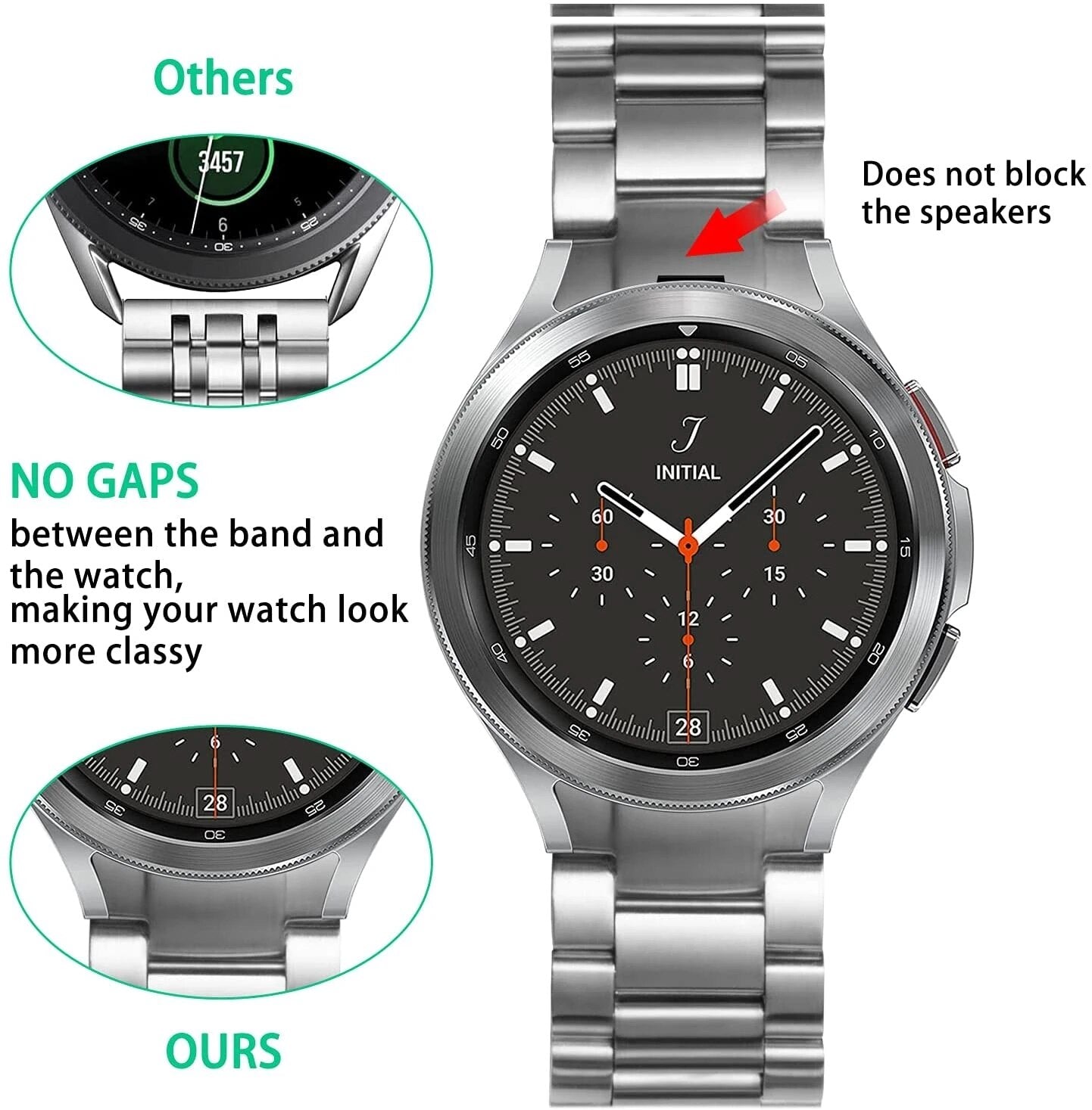 No Gaps Stainless Steel Strap For Samsung Galaxy Watch 6 4 5 40mm 44mm 6 Classi image 5