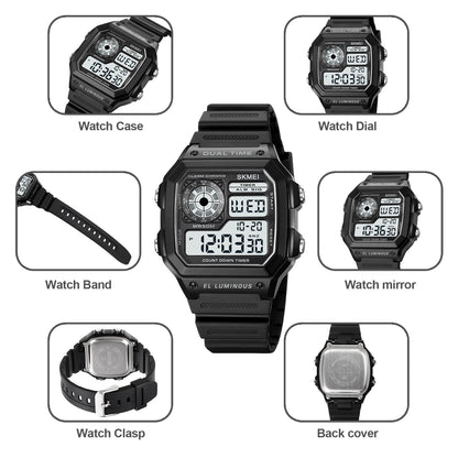 SKMEI Japan Digital Movement Countdown Sport Watches Mens Multifunction 5Bar Wa image 6