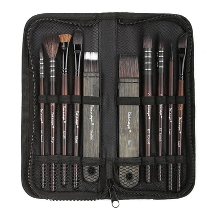 Dainayw 10 Pcs Watercolor Painting Brush Set Mop Organic Blue Squirrel Horse Ha image 1