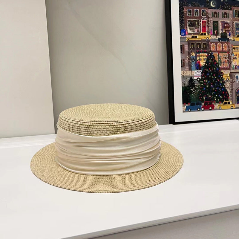 5cm brim summer straw hat for Women with sun shading and sun protection flat to image 13