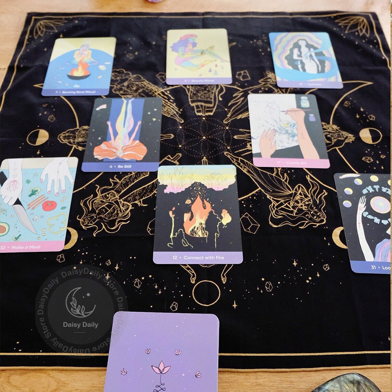 Black Gold Moon Phase Tarot Mat Oracle Mats Altar Cloths Tarot Altar Shrine Clo image 3