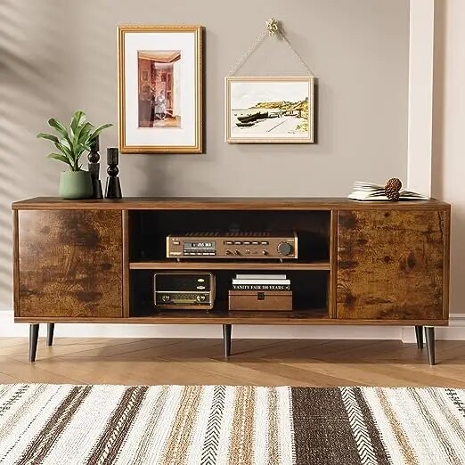 Mid-Century Modern TV Stand for 55/65 " TV, Entertainment Center with Storag image 4