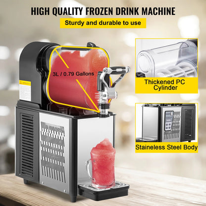VEVOR 3/6L 1/2 Jar Commercial Slushie Machine Slush Maker Frozen Drink Dispense image 3