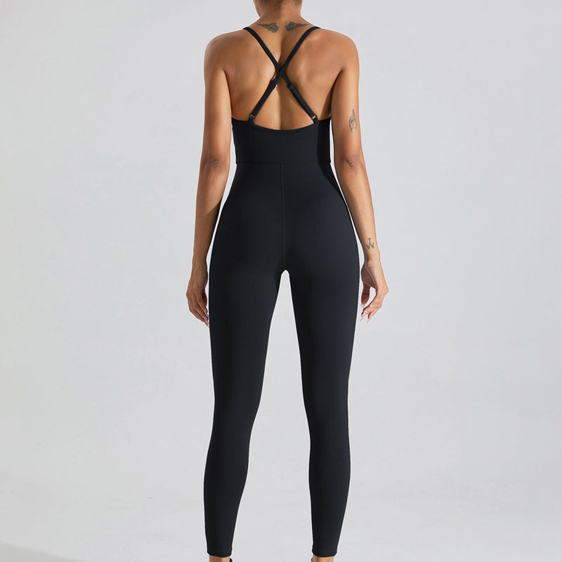Women's yoga sportswear High elasticity jumpsuit tight fitting clothing Cross b image 9