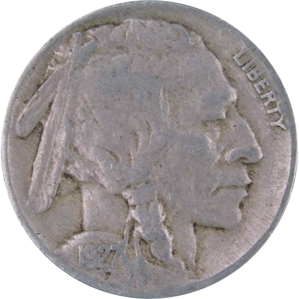 1927 Indian Head Buffalo Nickel 5 Cent Piece F Fine 5c US Coin Collectible image 0