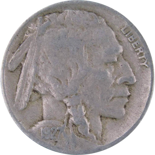 1927 Indian Head Buffalo Nickel 5 Cent Piece F Fine 5c US Coin Collectible image 0