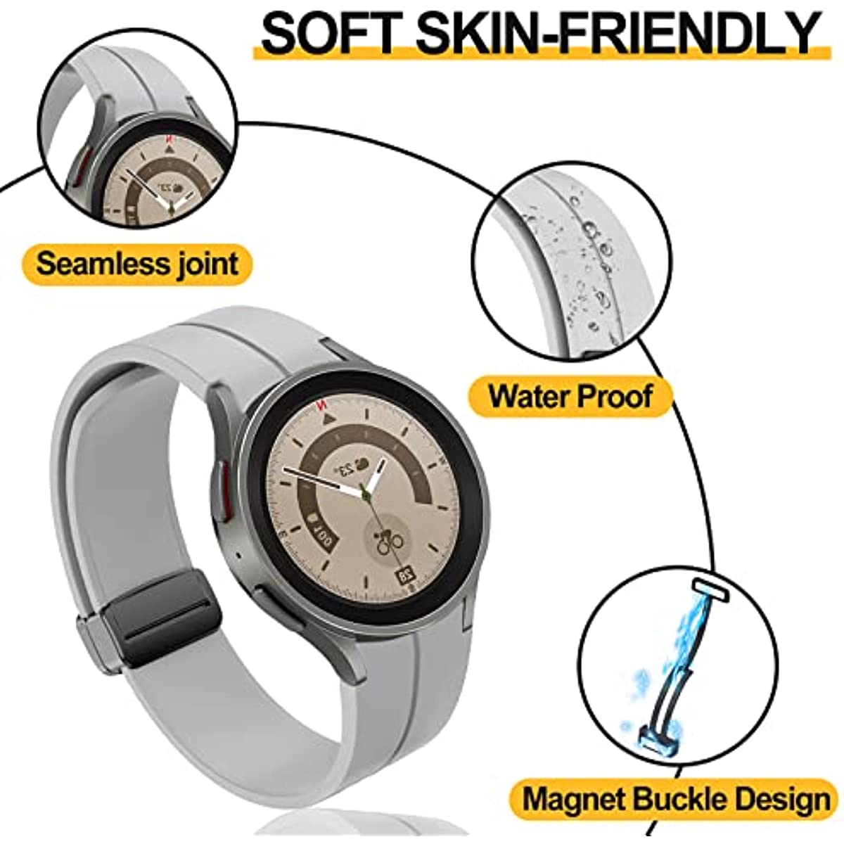 Magnetic Buckle Band for Samsung Galaxy Watch 5 4 Strap 40mm 44mm 5 Pro 45mm Cl image 10