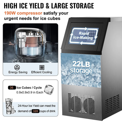 VEVOR 30KG 35KG 40KG 60KG/24H Commercial Ice Maker Ice Cube Machine High Ice Yi image 7