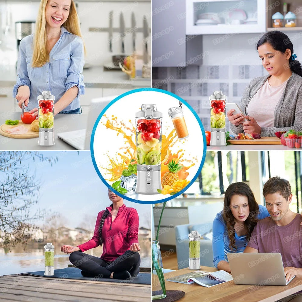 Portable blender mixer 600ML Electric Juicer Fruit Mini Blender 6 Blades For Sh image 12