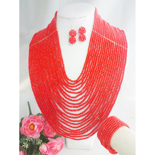 classic   African Wedding Red Crystal Beads Nigerian Crystal Necklace image 0