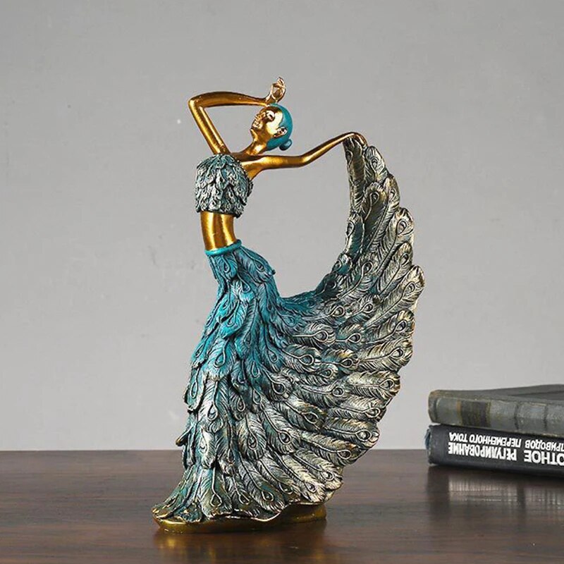 SAAKAR Resin Retro Peacock Dancer Statue Figurines for Interior Figure Decorati image 4