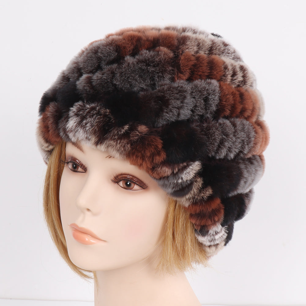 Lady Winter 100% Natural Real Rex Rabbit Fur Hat Women Soft Rex Rabbit Fur Cap  image 7