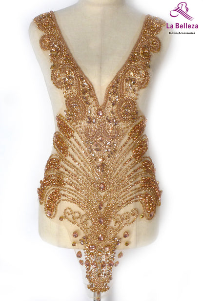 La Belleza black AB  rose gold silver Red crystal rhinestone long rich bodice a image 7