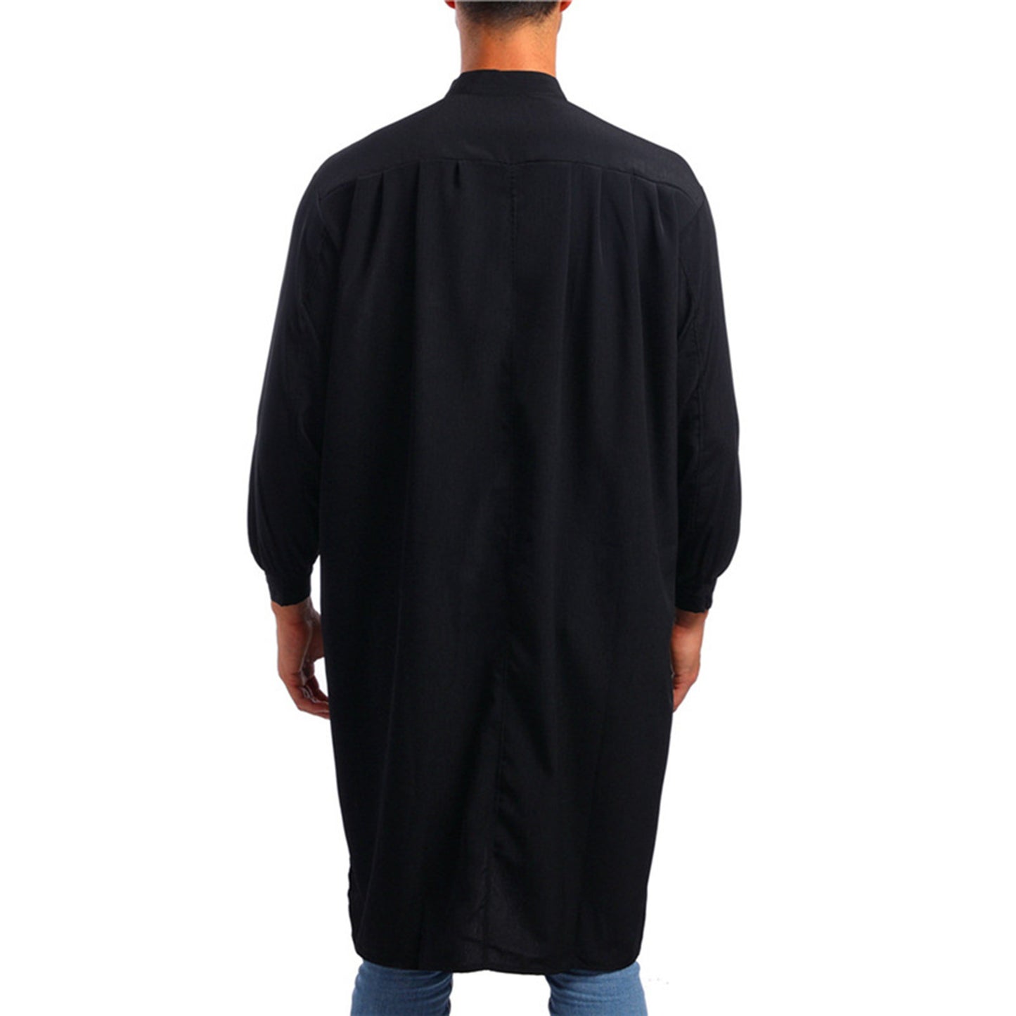 Men'S Spring Autumn Arab Long Gown Robe Shirt Solid Long Sleeve Button Down Mus image 5