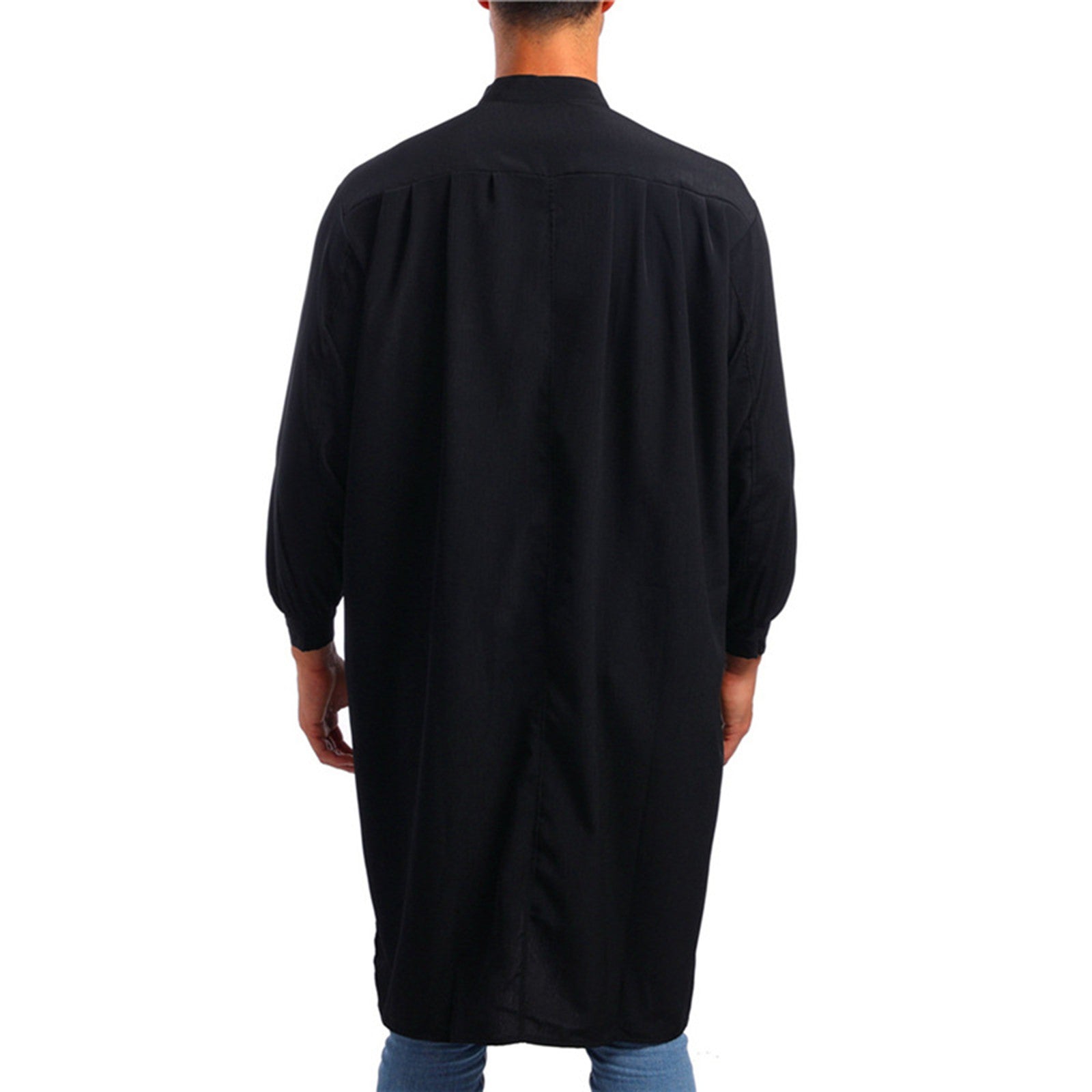 Men'S Spring Autumn Arab Long Gown Robe Shirt Solid Long Sleeve Button Down Mus image 5