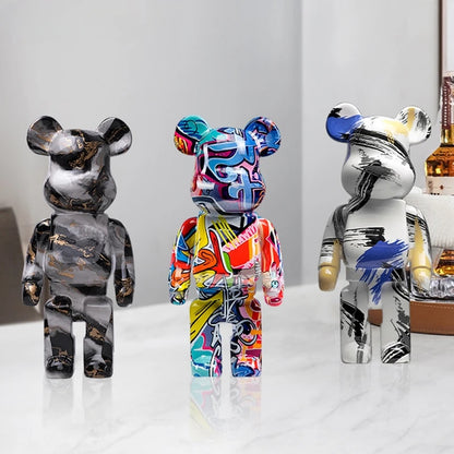 27cm Graffiti Bear Figurine Home Decoration Animal Statue Storage Money Jar Mod image 9