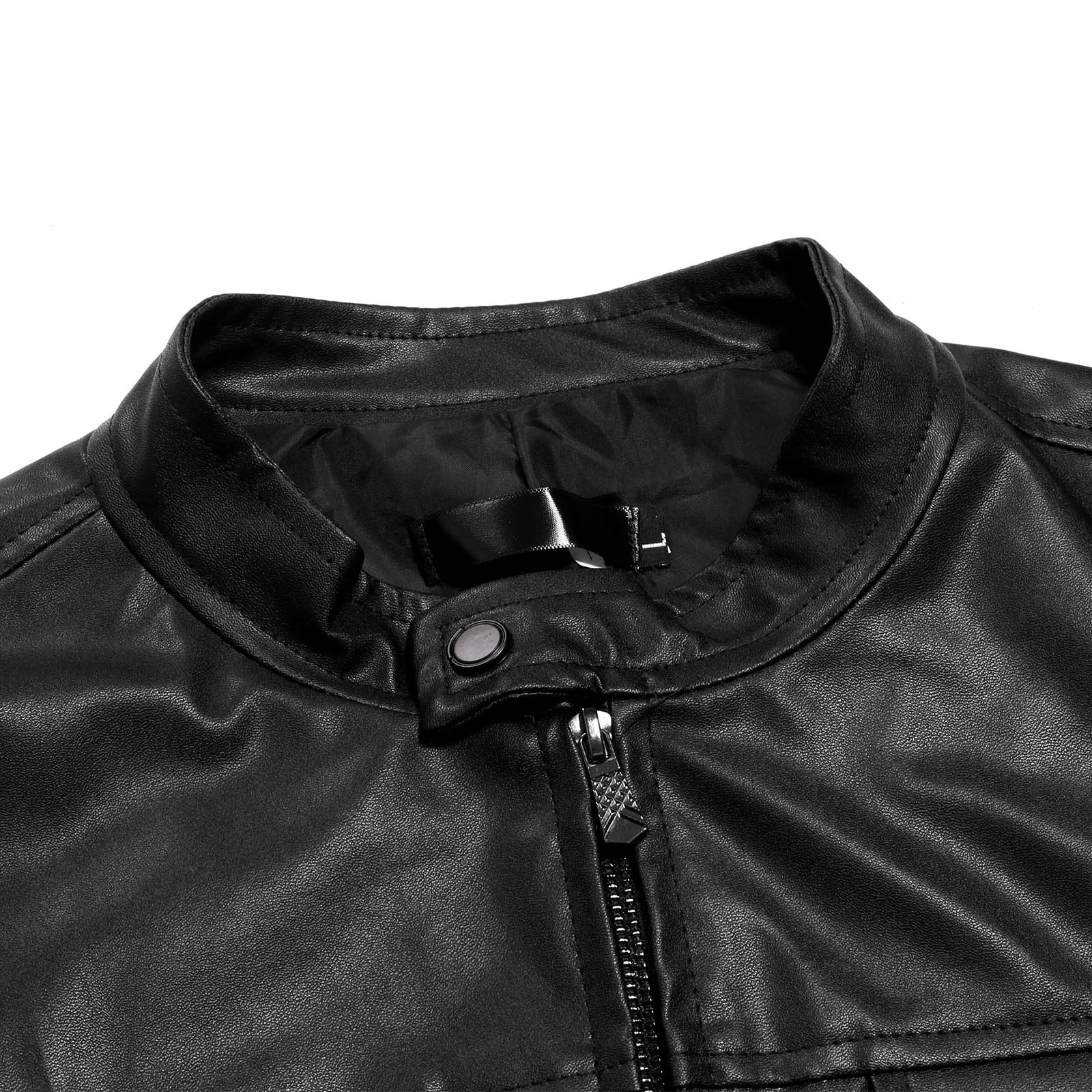 Streetwear Men's Zipper Pu Leather Jackets Slim Long Sleeve Zip Up Casual Jacke image 4