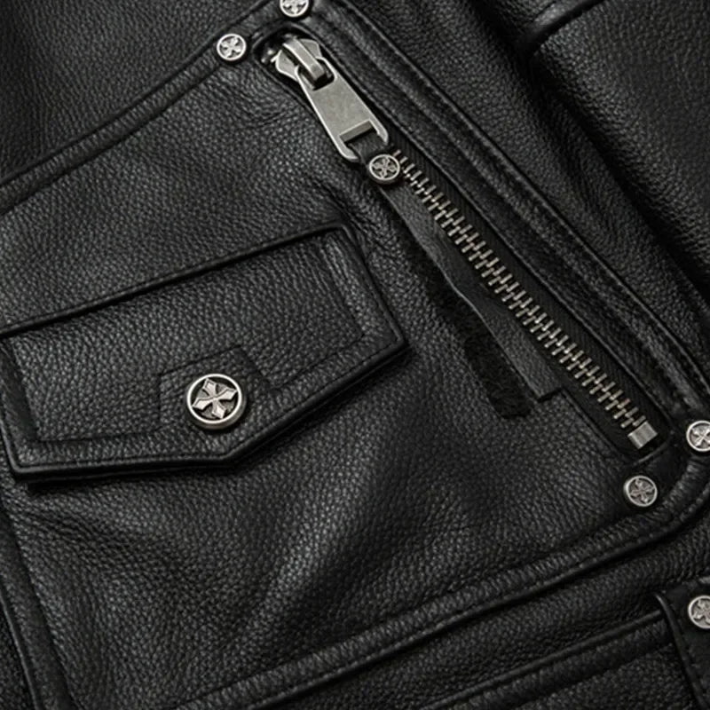 2024 Black Genuine Leather Jacket Men Motorccyle Style Plus Size 5XL Real Natur image 1