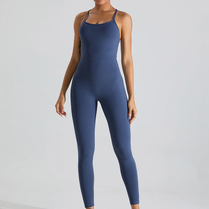 Women's yoga sportswear High elasticity jumpsuit tight fitting clothing Cross b image 1