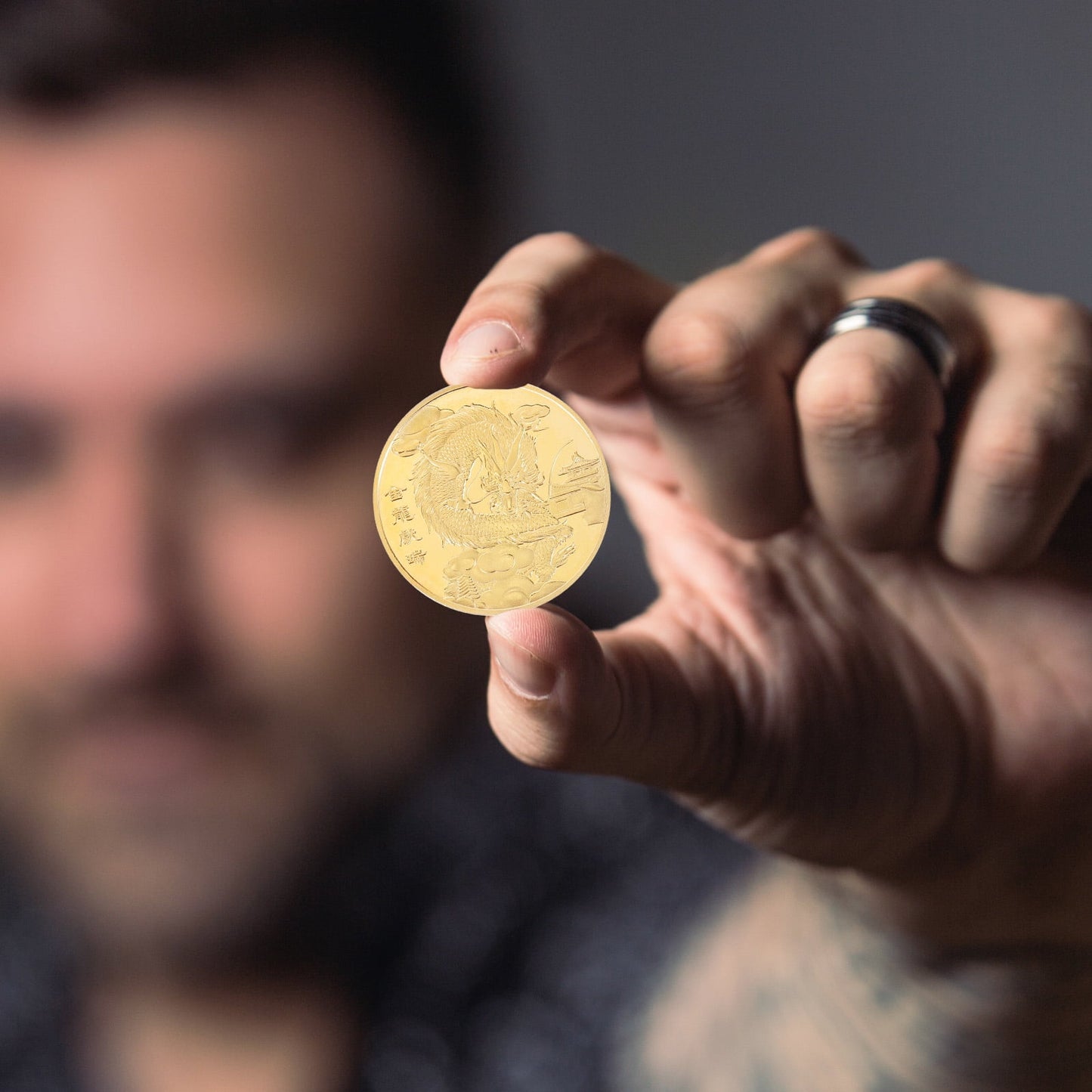 Three-dimensional Relief Year Of Dragon Coin Iron Figures Collectibles Home Dec image 3