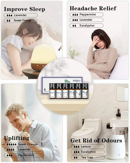 HIQILI 6 pcs Essential Oils Set for Diffuser Humidifier Eucalyptus Mint Laverde image 5