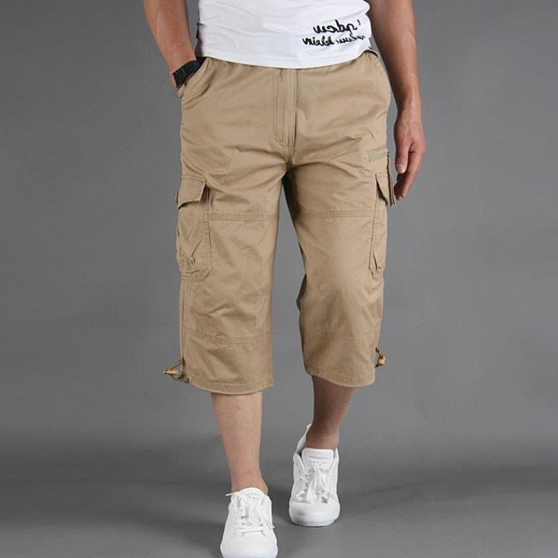 Long Length Cargo Shorts Menummer Casual Cotton Multi Pockets Hot Breeches Cropped Trousers Military Camouflage Shorts 5XL