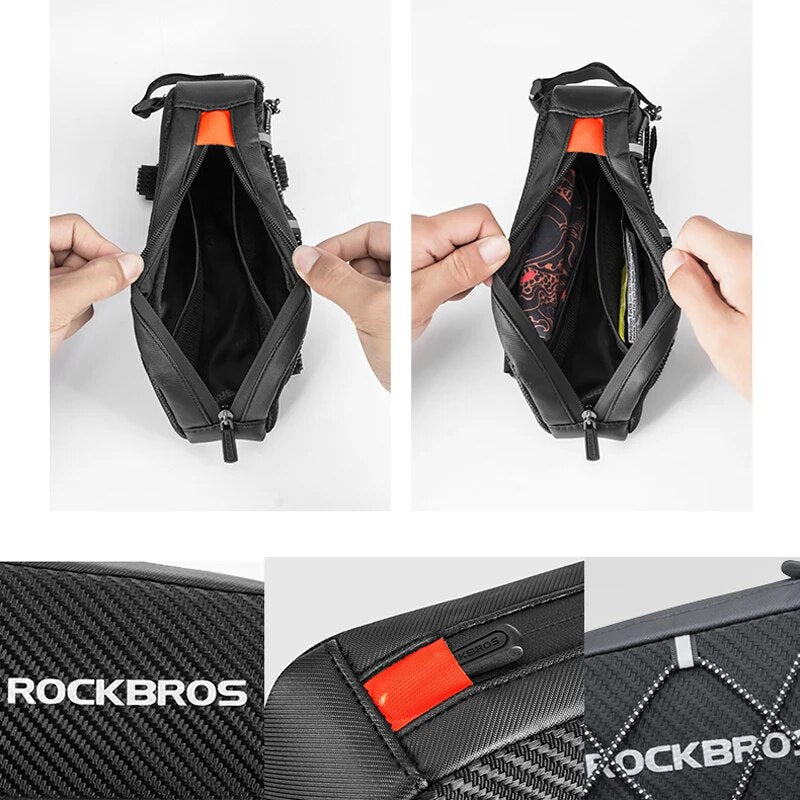 ROCKBROS Bike Bag Waterproof Reflective Front Top Frame Tube Bag Large Capacity image 5
