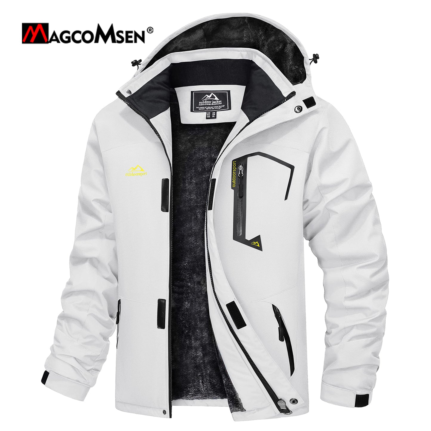 MAGCOMSEN Men's Hooded Fleece Ski Jacket Waterproof Thermal Thick Warm Parka Co image 17