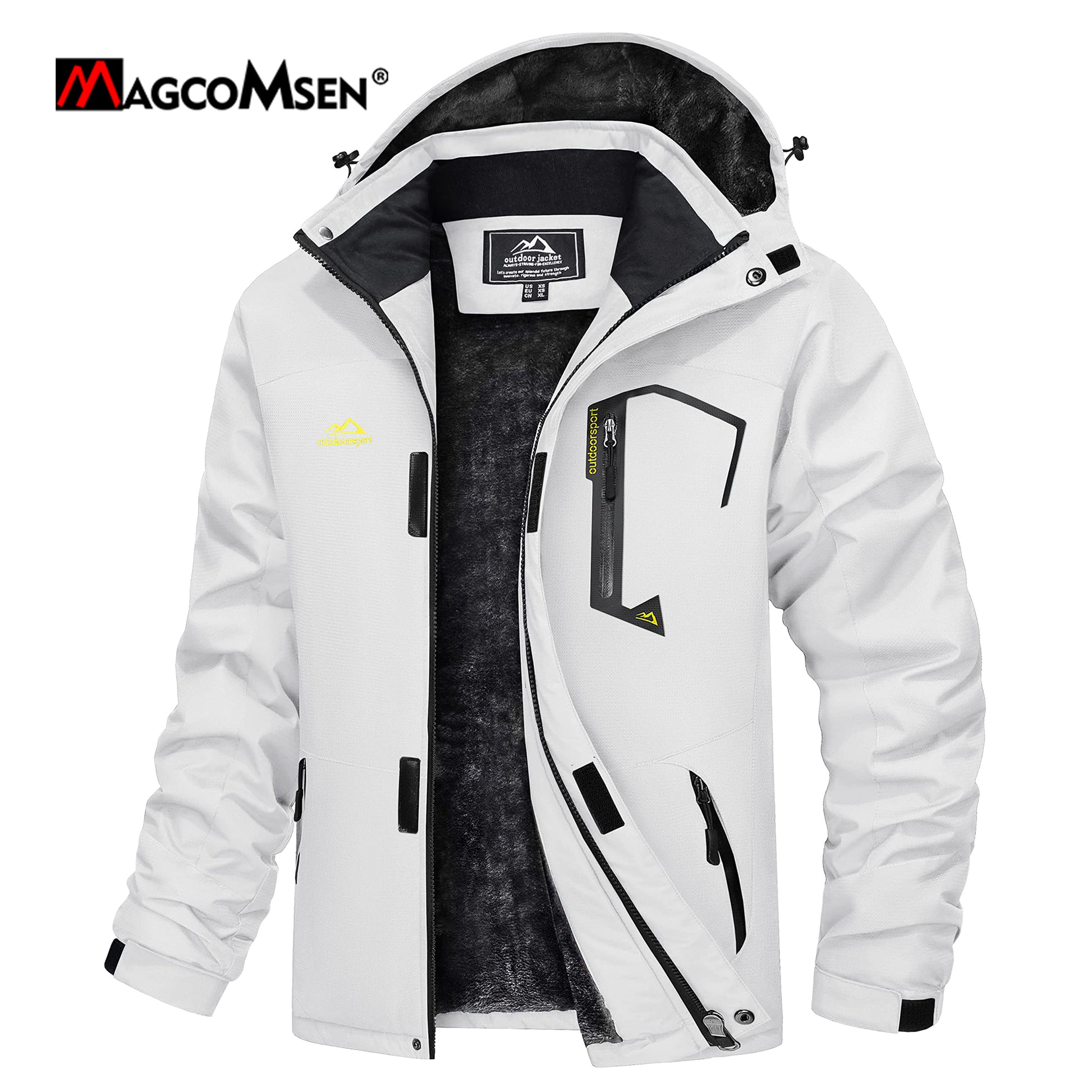 MAGCOMSEN Men's Hooded Fleece Ski Jacket Waterproof Thermal Thick Warm Parka Co image 17