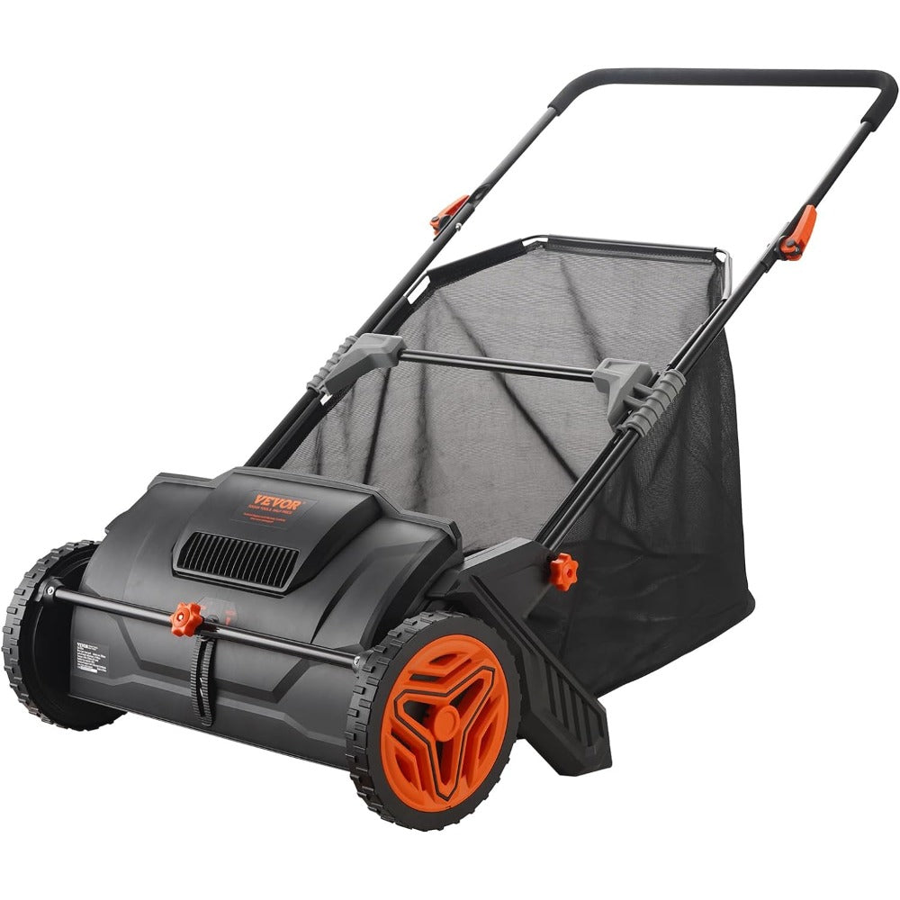 Push Lawn Sweeper, 21-inch Leaf & Grass Collector, Strong Rubber Wheels & Heavy image 1