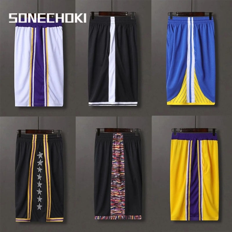 SONECHOKI Basketball Shorts Men Color Patchwork Loose Running Sport Gym Mesh Br