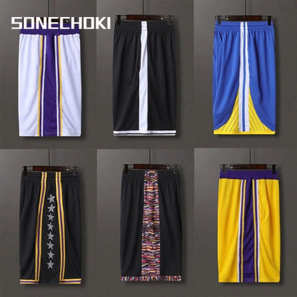 SONECHOKI Basketball Shorts Men's Color Patchwork Loose Running Sport Gym Mesh Br