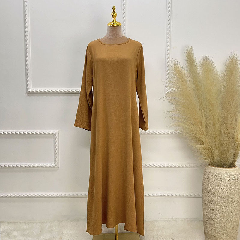 New Abaya Under Dress Long Sleeve With Pockets High Quality Jazz Crepe EID Musl