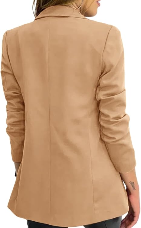 Women's Classic Buttons Slim Fitting Blazer Jacket Solid Color Casual Long Slee image 2