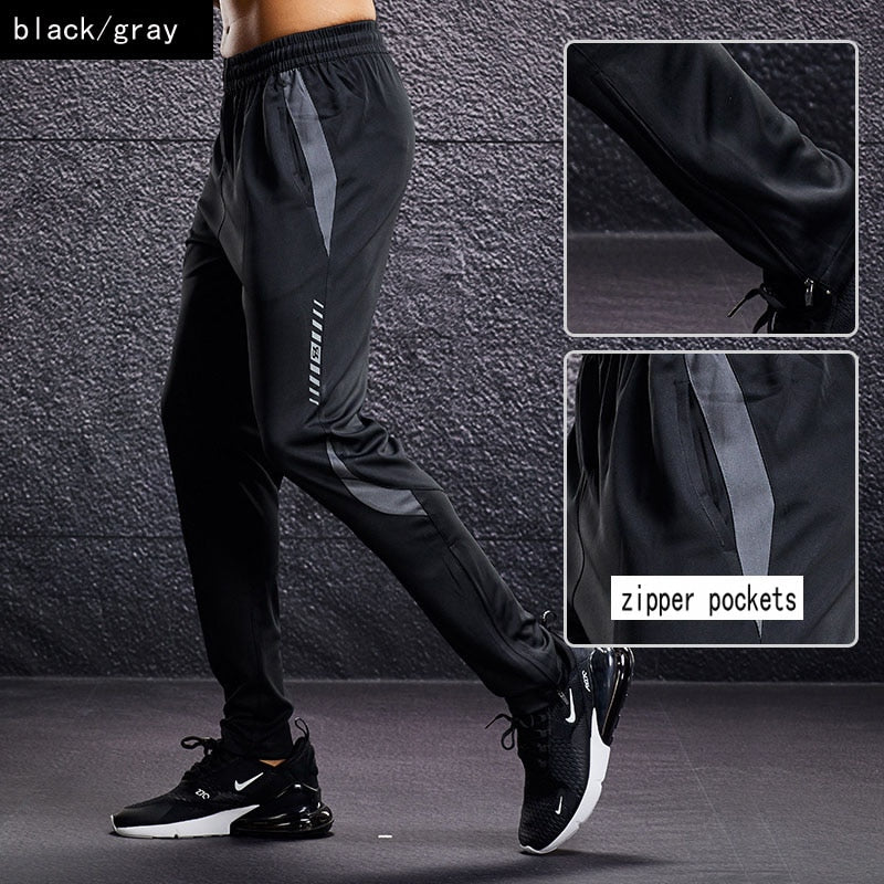 Men Sport Pants Running Pants With Zipper Pockets Soccer Training Jogging Sport image 2