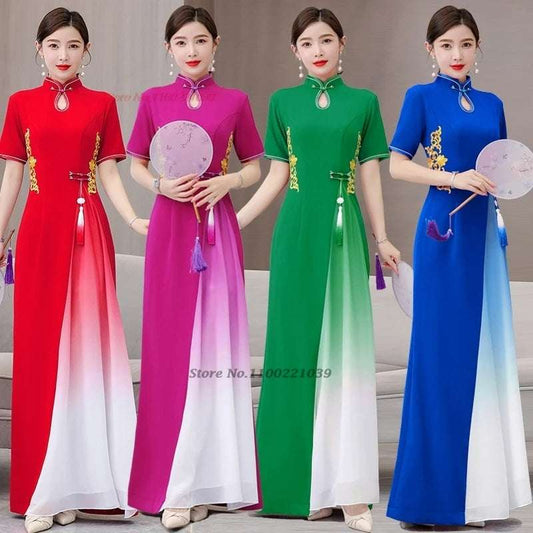 2024 vietnam aodai dress dress national flower embroidery improved dress cheong