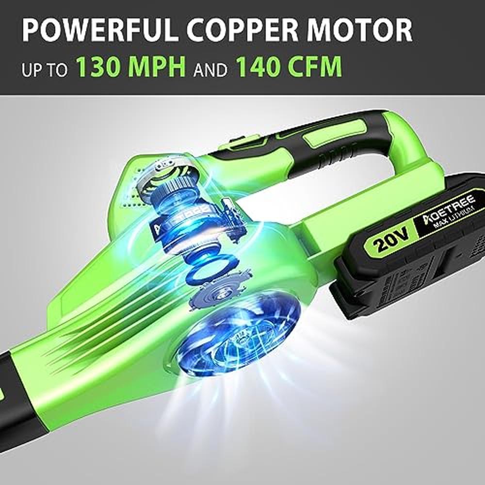 Cordless Lightweight Electric Leaf Blower 20V Small Handheld Blower with 2 Batt image 3