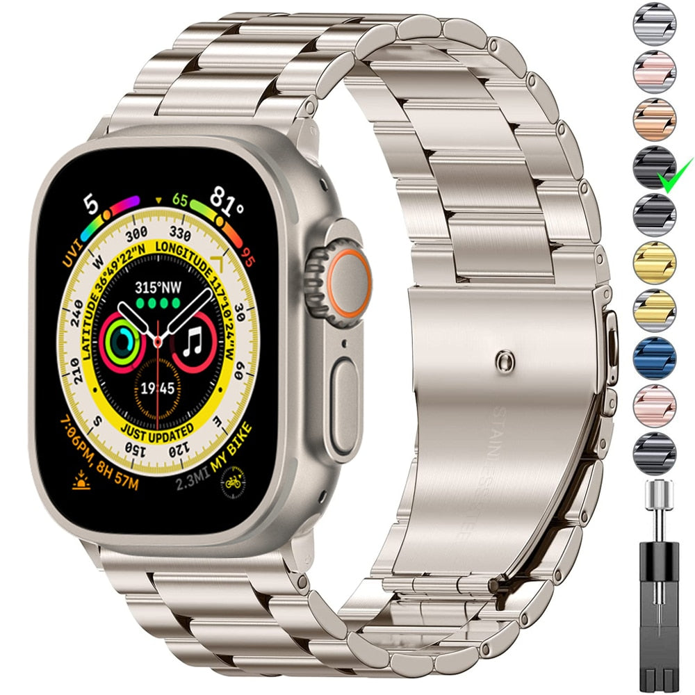 Stainless Steel titanium alloy Strap For Apple Watch Band Ultra 45mm 44mm 49mm  image 0
