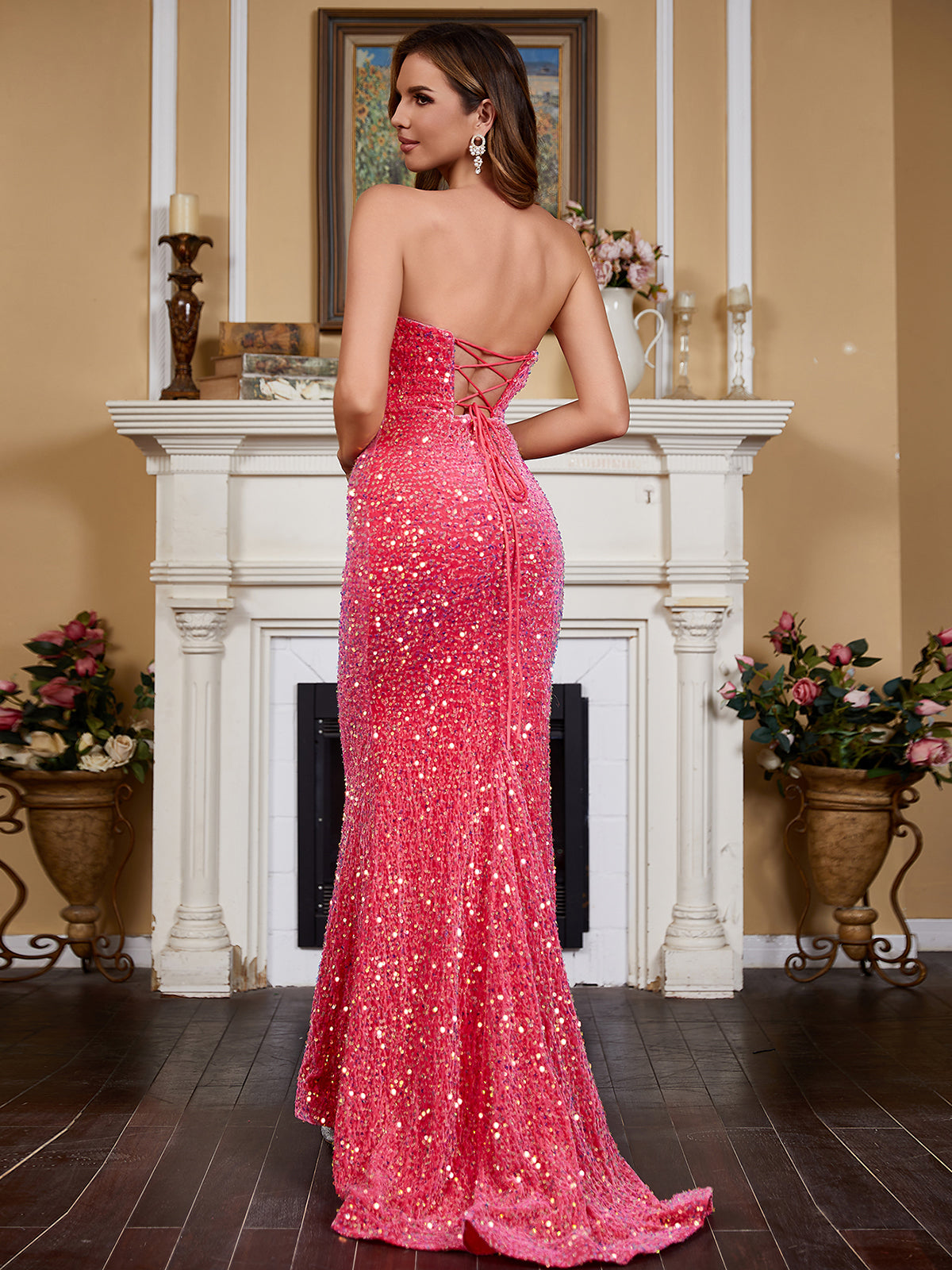 Sparkly Sequin Elegant Long Evening Dresses 2024 Women's Formal Party Dresses S image 5