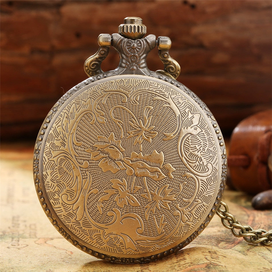 Vintage bronze late sleeping man necklace Quartz pocket watch clock chain Men w image 3