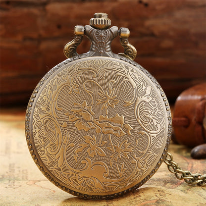Vintage bronze late sleeping man necklace Quartz pocket watch clock chain Men w image 3