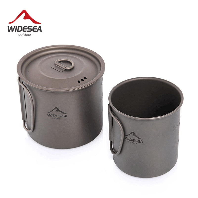 Widesea Camping Mug Titanium Cup Tourist Tableware Picnic Utensils Outdoor Kitc image 1