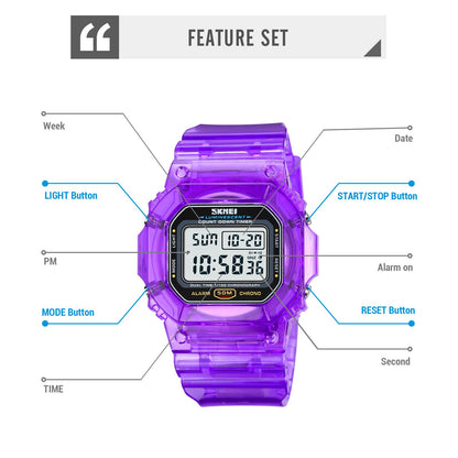 Skmei Countdown Back Light Digital Watches Women Fashion Transparent Pu Strap D image 9