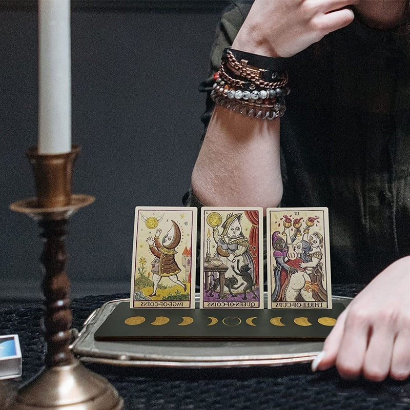 Wooden Stand for Tarot Moon Shape Rectangle Card a Set Altar Stand Wood Display image 6