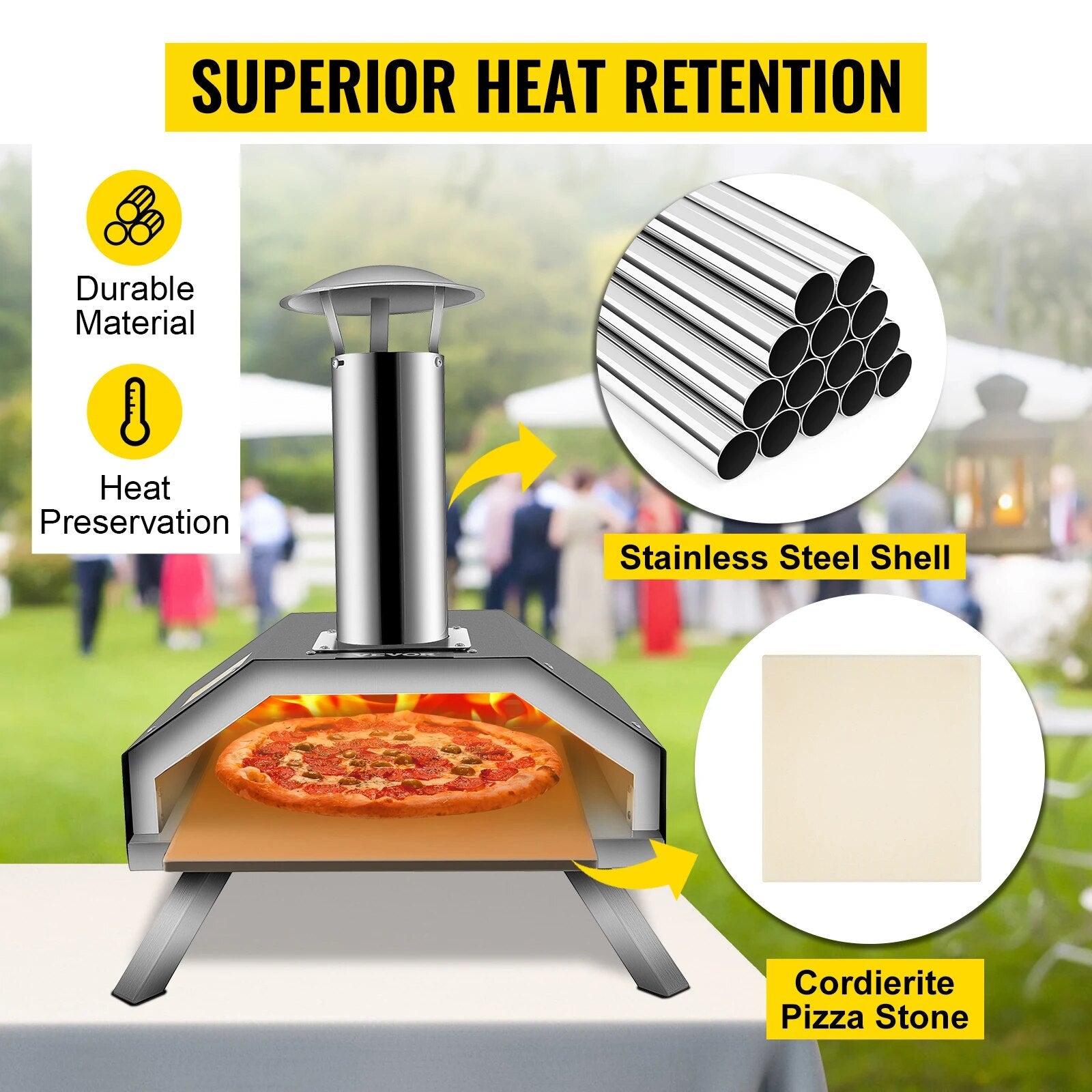 VEVOR Portable Pizza Oven Good Insulation Effect 304 Stainless Steel Foldable F image 3