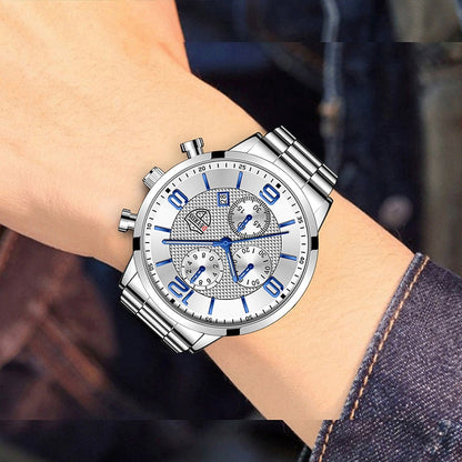 Luxury Mens Sports Casual Watches For Men Fashion Stainless Steel Calendar Quar image 10