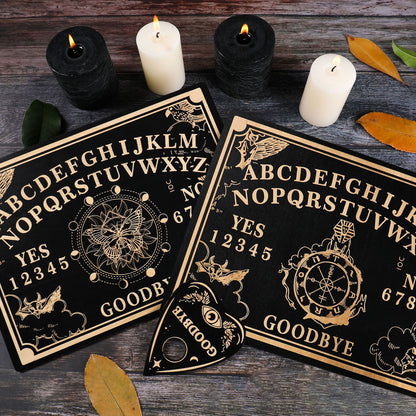 Rectangular Wood Witchcraft Altar Butterfly Compass Plate Dowsing Game Divinati image 6