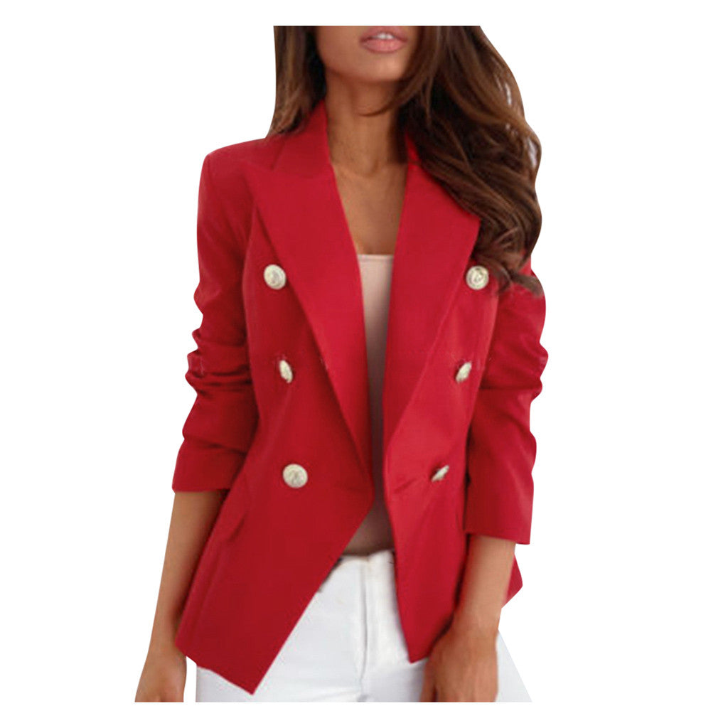 Plus Size Women Blazers  Fashion Formal Cardigan Coat Solid Color Pocket